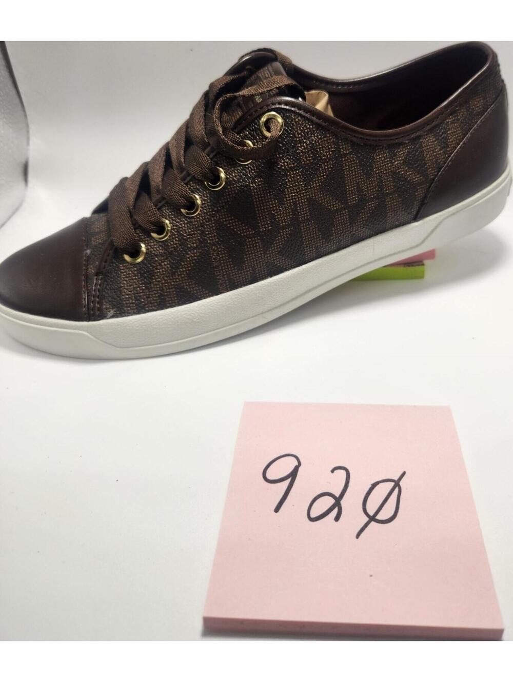 Michael Kors Brown MK Logo Low Top Lace-Up Sneaker Rubber Outsole